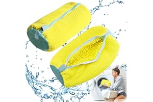 CESHMD 2 Stück Schuhwaschbeutel, Schuhwaschbeutel Waschmaschine， Waschbeutel Schuhe Mit Reißverschluss, Multi Schutz Wäschenetz, Sneaker Waschbeutel für Waschmaschine und die Reise (Gelb)