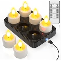 Bougies LED Rechargeables USB-C - Lot De 4 - Fonction Souffle Et Télécommande - Minuterie 2/4/6/8h - Pour Décoration Fête, Noël