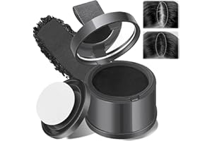 lomdung Ansatzpuder, Langanhaltend Haaransatz Puder mit Spiegel Schwamm, Wasserdicht Haarpuder für Frauen und Männer, Soforteffekt Haar Concealer zur Haarverdichtung, Ansatz kaschieren, Schwarz