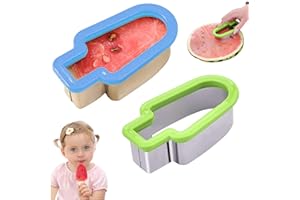 BAVOOTY Kreative Wassermelonenschneider,Wassermelonen-Schneider,Kreative Eisform-Schneider,2 Stück Melonenschneider für Kreative Eis am Stiel,Form Edelstahl-Eis am Stiel Obst,Eiscreme-Modell (Blau + Grün)