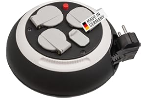 Brennenstuhl Comfort Line Kabelbox 3-fach mit USB/Mini-Kabeltrommel (Kabeltrommel mit USB-Ladefunktion, 3m Kabel, Made in Germany) schwarz/weiß
