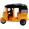 NeoKiddo Toys Neoinsta Shopping Friction Powered CNG Auto Rickshaw Toys for Kids|Auto Toy for Kids|3 Wheeler|Autorickshaw Toys for Kids with a Driver (Black and Yellow)