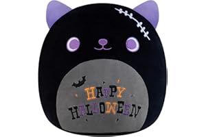 Xfrog Halloween Kuscheltier 10" Weiches Plüschtier Katze Plüsch Kissen Happy Halloween Katze Plüschtier Geschenke für Kinder Mädchen Jungen 25CM