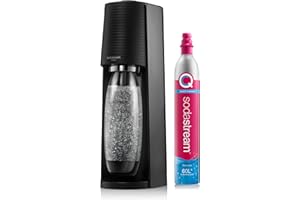 SodaStream - Terra Sparkling Water Maker, Quick Connect CO2 System, Includes 60L Gas Cylinder, BPA-Free 1L Bottle, Eco-Friendly & Reduces Plastic Waste, Black
