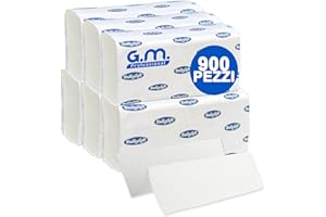 G.M. DISTRIBUZIONE GM 900 Asciugamani Monouso di Carta Piegati a Z, 2 Veli 100% Pura Cellulosa, 24cm x 21,5cm, Usa e getta universali per tutti i Dispenser, Asciugamani Intercalati, 6 Pacchi da 150 Salviette