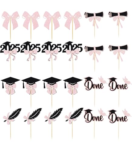 5 Decorazioni Per Cupcake Laurea 2025 CLISPEED - Topper Con Cappello E Diploma - Centrotavola Per Feste Di Laurea - Cartoncino Colorato, 15,9x13,4 Cm