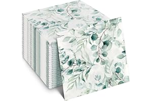 LHOEST Servietten Eukalyptus 80 Stück, Servietten Grün Salbeigrün für Hochzeit Sommer Sommerparty Taufe, Hochzeitsservietten für Baby Party Tisch Dekorationen, Papierservietten Einweg Napkins