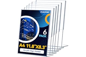 Fhintory expositor metacrilato A4，6 Piezas Soporte de Sobremesa Transparente Forma de L, expositor sobremesa para Restaurantes, Hotel, Tienda