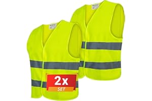 Proof Comfort & Safety Reflective Vest, Car Reflective Vest, Light Vest, Bicycle Vest, Reflective Safety Vest, Accident Vest, Breakdown Assistance, Pack of 2, Bright Yellow, M