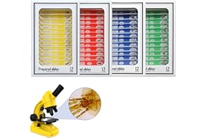 Ninyoon 48 Pezzi Vetrini Per Microscopio Con Campioni Per Bambini - Bambini Preparati Vetrini Per Microscopio, Animali Insetti Piante Fiori Esemplari