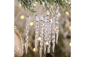 WINWILD Colgantes de Árbol de Navidad Icicles,18pcs Acrílico Icicles Decoración Árbol de Navidad Adornos de Navidad de Cristal Claro