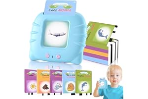 Cartes éducatives,Flash Jouets éducatifs pour Jeunes Enfants de 1 à 6 Ans, Cartes Flash Parlantes Jouets éducatifs Préscolaires pour Enfants pour écouter et Apprendre 224 Mots (Bleu français)