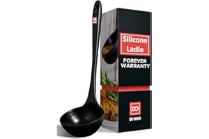 DI ORO LIVING DI ORO® - Louche à soupe - Louche en silicone résistante à la chaleur 315°C - Silicone certifié LFGB et de qualité professionnelle sans BPA - Perfecte pour mélanger et servir (Noire)
