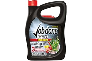 Job Done 86600139 Path Weedkiller, 3L - Fast Acting Weedkiller - for Pavement, Patio and Driveway - Weeds with 3 Months Protection - Systemic Weedkiller - Ready To Use Weed Killer, Black