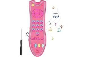 Aolso Pilot zdalnego sterowania, zabawka muzyczna, pilot do symulatora dziecka, nauka przez 6 miesięcy + chłopcy lub dziewczęta, 3 tryby językowe (czerwona różowa)