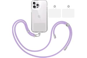 TBOC Pack: Cordón Correa Cuerda Universal [Lila] + 2 Parches Extra de Sujección | Colgar Funda Teléfono Móvil en Cuello | Cinta Cadena Colgante Colgador Lanyard con Enganche Llavero Móviles