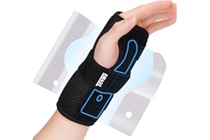 TOVIKI Muñequera Tendinitis Muñeca con 2 Férulas Aluminio Extraíble Ferula Muñequeras Tunel Carpiano Ajustables Muñequera Metacarpiana para Tendinitis 1 Pieza (muñequera mano izquierda)