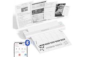 MUNBYN Mobiler Drucker Bluetooth Thermodrucker A4 203DPI Inkless Printer Kompatibel mit Android & iOS für Handy & Laptop, Unterstützt 210x297mm A4 Thermopapier, ITP02 Weiß