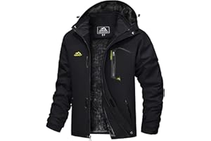 TACVASEN Men's Waterproof Fleece Mountain Jacket Windproof Warm Ski Jacket Multi-Pockets