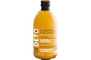 Deto Andrea Milano, Aceto di Mele Biologico con Madre con Cannella e Curcuma, Non Filtrato e Non Pastorizzato, Ideale da Bere Solo o come Condimento su Tartare di Carne o Tonno, Made in Italy, 500 ml