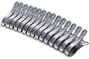 SHULLIN 15 pinzas grandes de 8 cm de acero inoxidable para toallas, toallas de playa, pinzas de resorte, pinzas para la toalla de playa, toalla de baño, ropa de cama y ropa gruesa (plata)