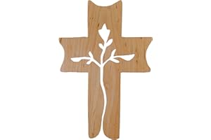 Kaltner Präsente Idea regalo – Crocifisso da parete in vero faggio – Crocifisso per la parete 19 cm moderno albero della vita