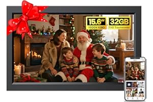UCMDA Cornice Digitale WiFi da 15,6 pollici, Full HD Touch Screen Smart Digital Photo Frame con 32 GB di Memoria, Rotazione Automatica,Facile Installazione per Condividere Foto e Video Tramite Frameo