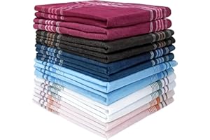 MAIANY Pañuelos para Hombres Bolsillos, 12 Piezas Pañuelo Traje Hombre, Diseño de Rayas Cásicas, Pañuelo de Algodón Cuadrado Suave, Adecuado para Negocios y Ocio, Regalos para Hombres, Multicolor
