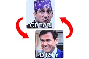K T ONE Michael Scott Prison Mike Dishwasher Magnet Clean Dirty Sign Indicator, Washing Machine Magnet Double Sided Flip with Metal Magnetic Plate Universal Kitchen Dish Washer Reversible Indicator