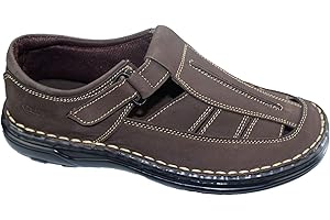 KATCH Mens Sandals Nubuck Leather Sandals Men Closed Toe Walking Sandals for Men Outdoor Comfortable Sandals Mens Leather Sandals Casual Beach Summer Walking Shoes