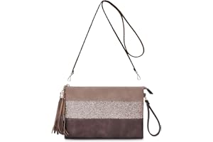CRAZYCHIC - Pochette Clutch Bag Paillettes Donna - Borsa Tracolla Spalla PU Pelle Morbida Brillantini - Borsetta Strisce Multicolore Casual - Crossbody Messenger Bag - Sacchetto Borsello Moda