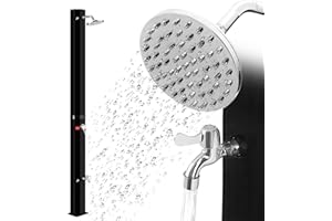 HENGMEI Prysznic solarny 35 litrów, prysznic ogrodowy, do użytku na zewnątrz, prysznic z prysznicem nożnym i deszczownicą, regulowana temperatura wody maks. 60°C (czarny)