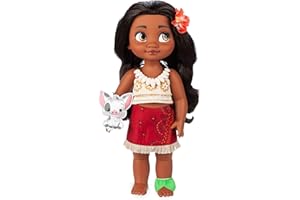 Disney Store Official Moana Doll Animator Collection, 39cm / 15” with Realistic Rooted Hair & Outfit, Padded Satin Pua Soft Toy, Collectible Toddler Doll, Toy Suitable for Ages 3+