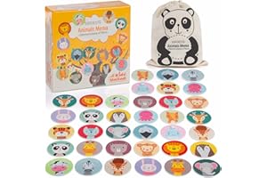 ALL KIDS UNITED Jeu de mémoire de Jeu de Cartes Memo² - avec de Jolies Paires d'animaux ; Jeu de Jouets éducatifs pour Enfants à partir de 2 Ans en Bois (Bois de Luxe - 36 Cartes)