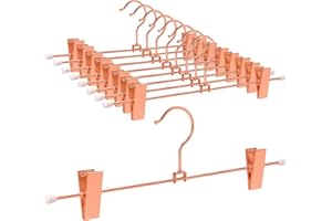 Amber Home 10 Unidades 30cm Perchas de Hierro Cobre Rojo, Oro Rosa Metálico Percha para Pantalones Shorts Faldas Calcetines y Ropa Interior, con Clips Antideslizantes