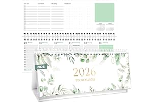 MOSEEM Tischkalender 2026 quer Wochenkalender 2026, Kalender 2026 Tischkalender mit Monatsansicht Stehkalender,1 Woche 2 Seiten