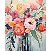 Peinture par Numero Adulte Fleur Peinture Numero Papillon, Kit de