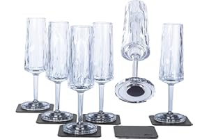 SILWY EINFACH ANZIEHEND. silwy® bicchieri magnetici in plastica high-tech con cuscinetti in gel nano in metallo - bicchieri da campeggio antiscivolo, accessori per barche e yacht (spumante // 0,15 l // set da 6)