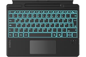 ‎INATECK Inateck Surface Pro 9 Tastatur,Kompatibel mit Surface Pro 11/10/9/8/X, KI-Funktion,Surface Tastatur mit Touchpad 7-Farben Hintergrundbeleuchtung und Stifthalter,QWERTZ, KB05114