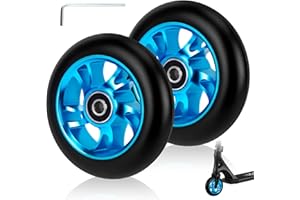 NZZVNZ Ruedas de Repuesto para Patinete,Recambio Patinete Ruedas, Ruedas de repuesto para scooter de 100 mm con rodamientos ABEC-9,Solido Neumáticos Sólidos Antideslizantes(Azul pálido)