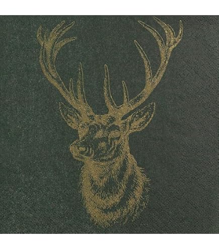 20 Servietten Mit Wald-Hirsch Motiv – 33x33 Cm, 3-lagig, Ideal Für Tischdeko & Basteln