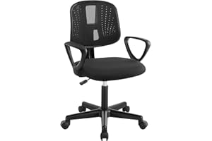 ‎KLIHOME Klihome Schreibtischstuhl Kinder, Kinderschreibtischstuhl ergonomisch, Drehstuhl Kinderstuhl höhenverstellbar, mit Rollen Armlehnen, atmungsaktive Netzstoff-Rückenlehne, Schwarz, K0003BS