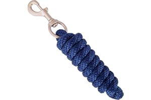 Merauno® Maglia per cavallo – poncho da legare in diversi design alla moda, corda per legare pony, asino, capra lungo lavorato a maglia con moschettone (blu navy, moschettone)