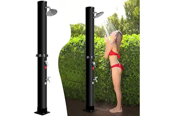 Bsteciar Douche Solaire 40 litres, Douches de Jardin avec Douche Réglable et Robinet, Solaire pour Piscine Douche, Température Maximale de 60°C - Idéal pour Camping, Jardin et Piscine Exterieure