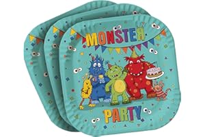 TIB Heyne 8 Teller * LUSTIGE Monster * für Kindergeburtstag und Mottoparty | Kinder Geburtstag Party Partyteller Pappteller