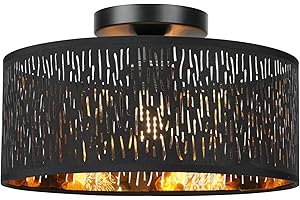 FRIDEKO HOME Nowoczesna lampa sufitowa, czarna, ażurowa, okrągła, Ø 30 cm, lampa sufitowa, E27,1 punktowa, do sypialni, salonu, kuchni, korytarza