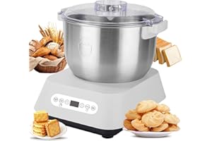 CISSIYOG Machine à Pâte avec Fonction de Fermentation,Mélangeur de Farine de Pâte en Acier Inoxydable Antiadhésif,Mélangeur pâte Conception Divisée, Minuterie Intelligente, avec lames Remplaçables,7L