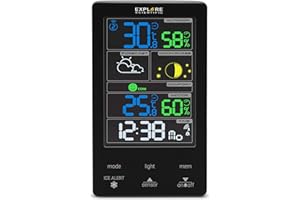BRESSER Explore Scientific WSC4009 Stazione meteo con display touch a colori, Previsioni del tempo, Dual alarm, Fasi lunari, Bianco