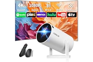 COOLID Mini Beamer 4K Full HD 1080P Mit 5G WiFi 6 und Bluetooth 5.4 2026 Neuer Tragbarer Projektor mit Automatische Trapezialkorrektur 270 ° Drehung Tv Stick/USB/Laptop/PC,mit Maus und Fernbedienung Weiß