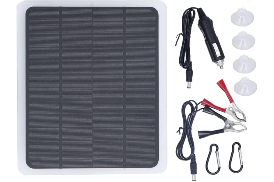 Solar Panel kit, 20W 12V Solar Charger Car Battery Trickle Charger Maintainer, Portable Solar Panel Power Backup Kit for Automotive, Motorcycle, Boat, Atv,Marine, RV, Trailer
